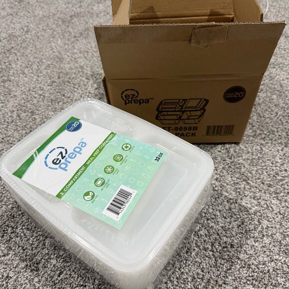 20 Pack 32oz, Compartment Meal Prep Containers w Lids, Microwave Dishwasher Safe - Picture 2 of 6